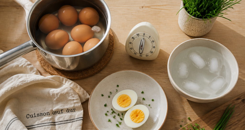 temps cuisson oeuf dur eau froide casserole minuteur oeufs durs