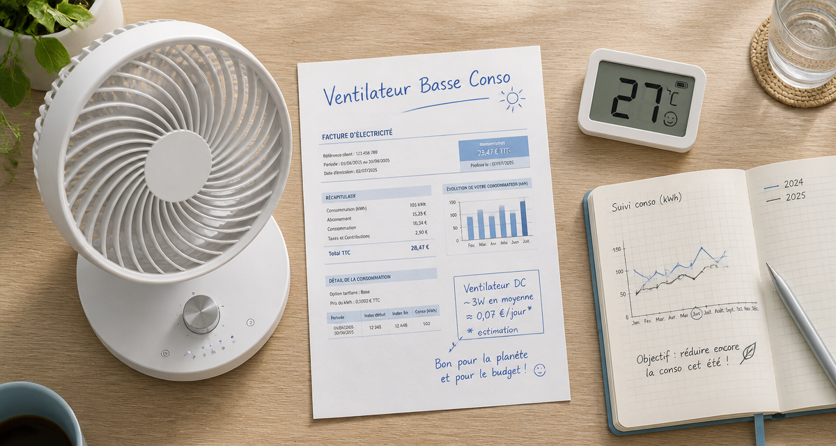 ventilateur basse consommation facture électricité thermomètre
