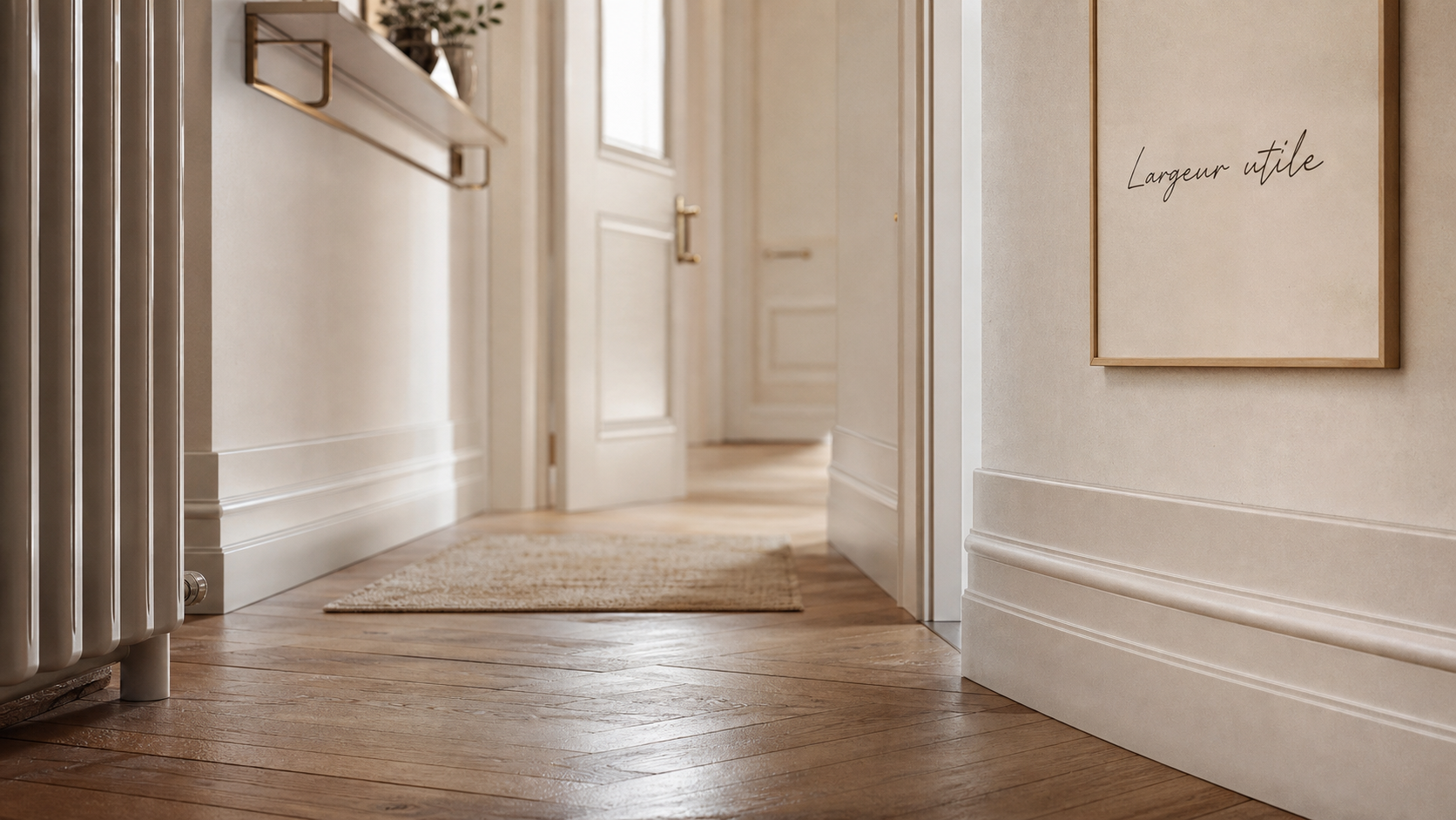 Largeur couloir : porte et console, 90 cm à 1,40 m
