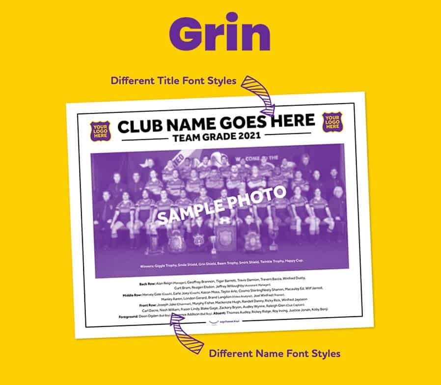 Clubs team photo template with customizable fonts and sports design elements.