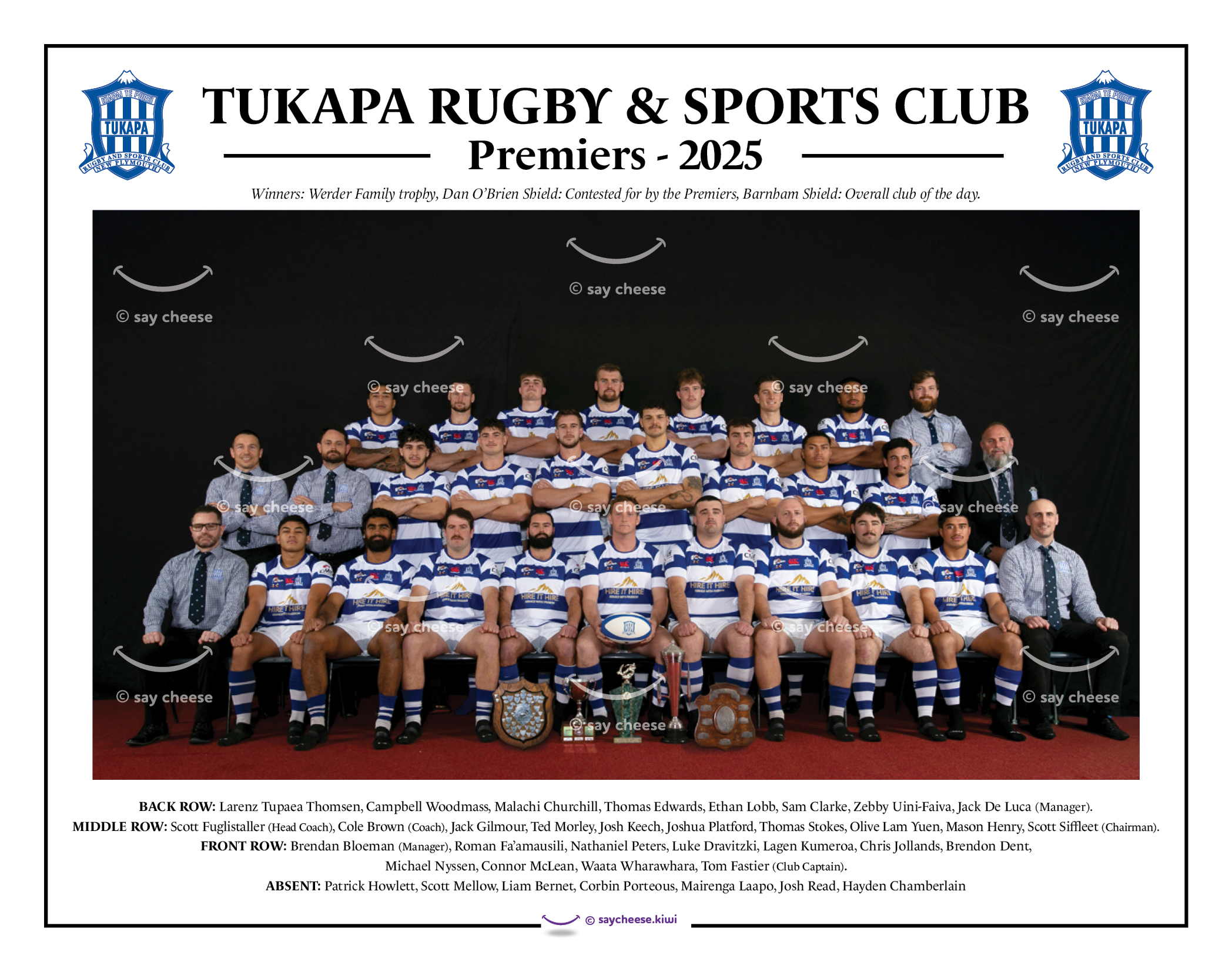 Tukapa Rugby & Sports Club team photo for 2025 season.