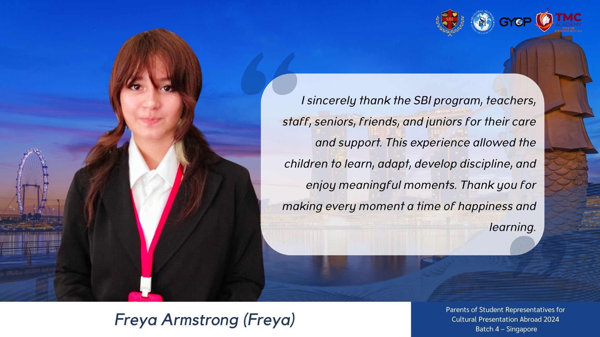 ภาพผู้หญิงในชุดทางการมีคําขอบคุณจากโครงการ SBI.