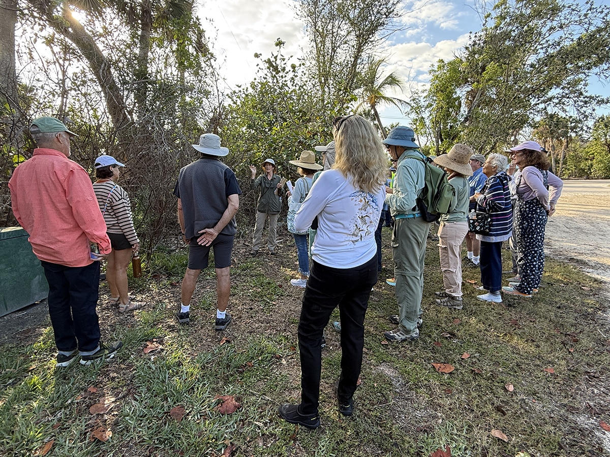 group of people learning about plants on sanibel