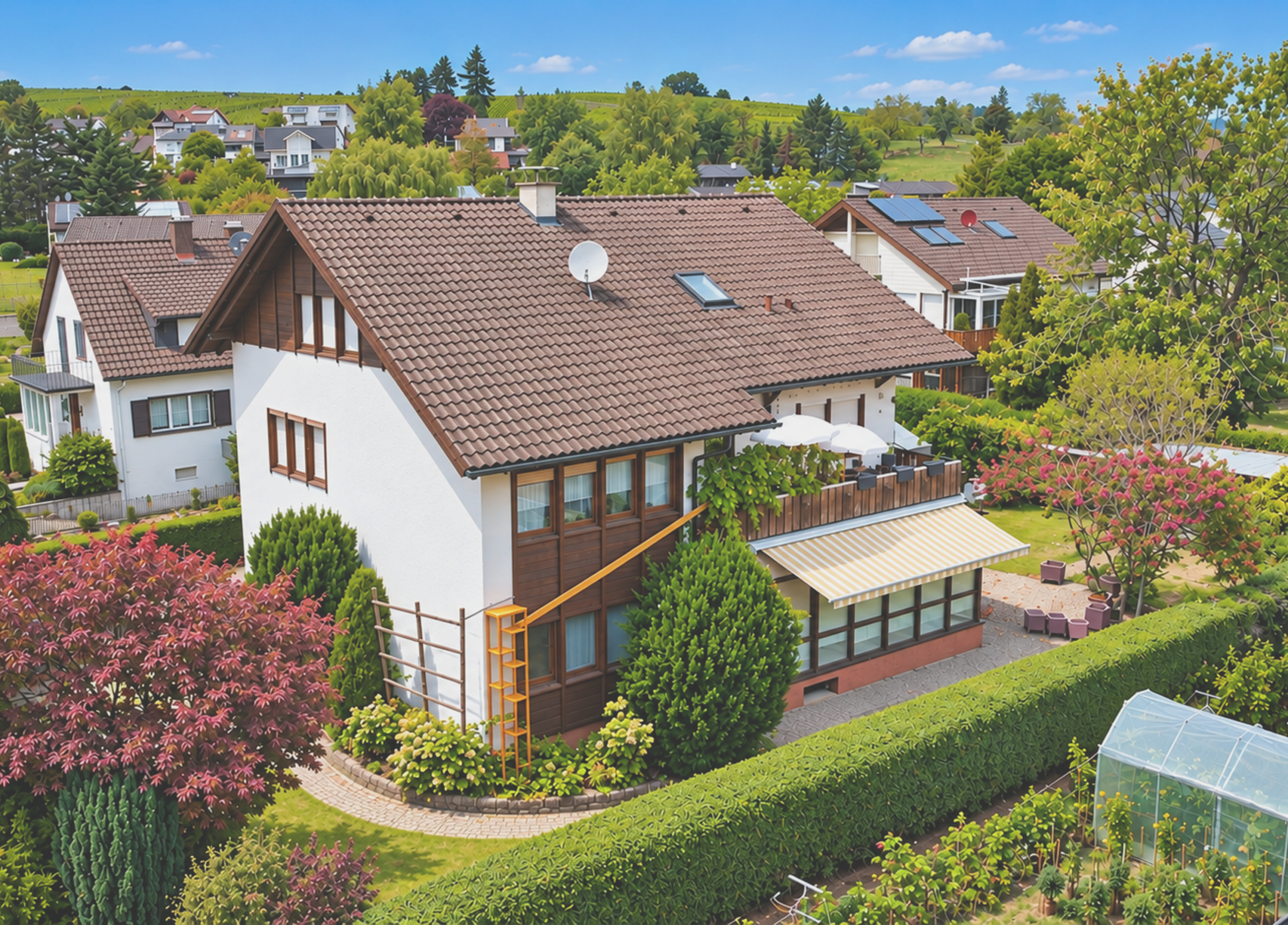 Häuser in ruhiger Wohnlage mit Garten und Sonnenbalkon.