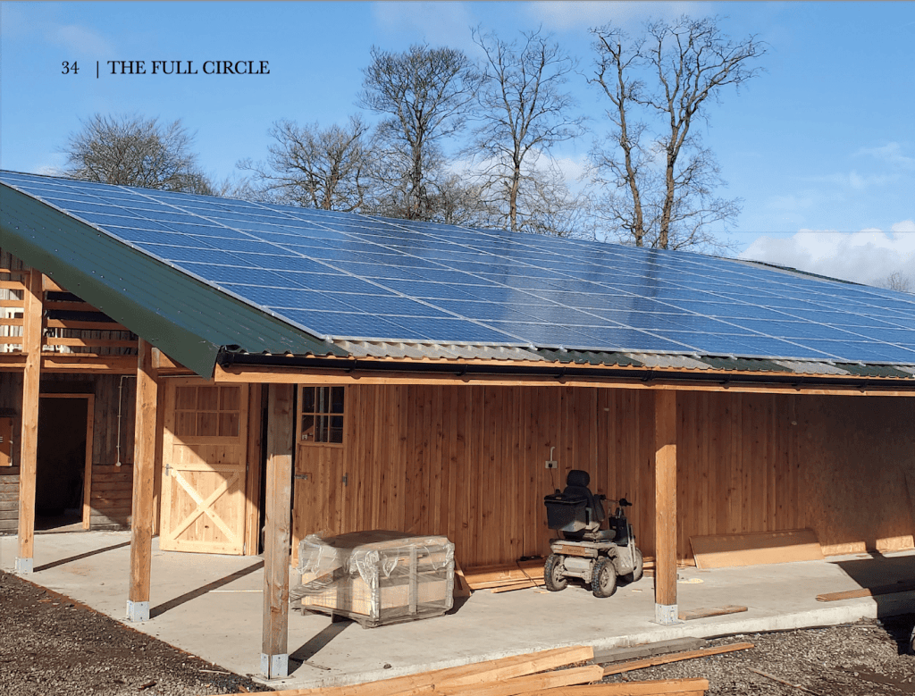 Solar panels covering the roof of an east facing workshop at Scottish Wood