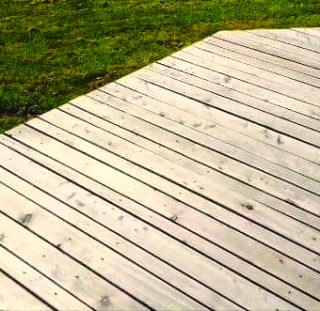 Scottish Larch decking, weathering to a natural silver grey patina