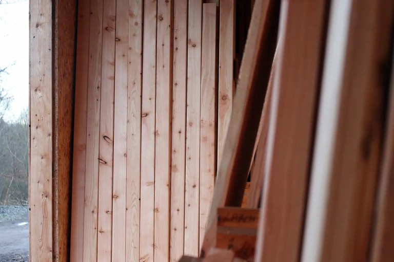 Photo of the larch cladding and decking sale area at Scottish Wood