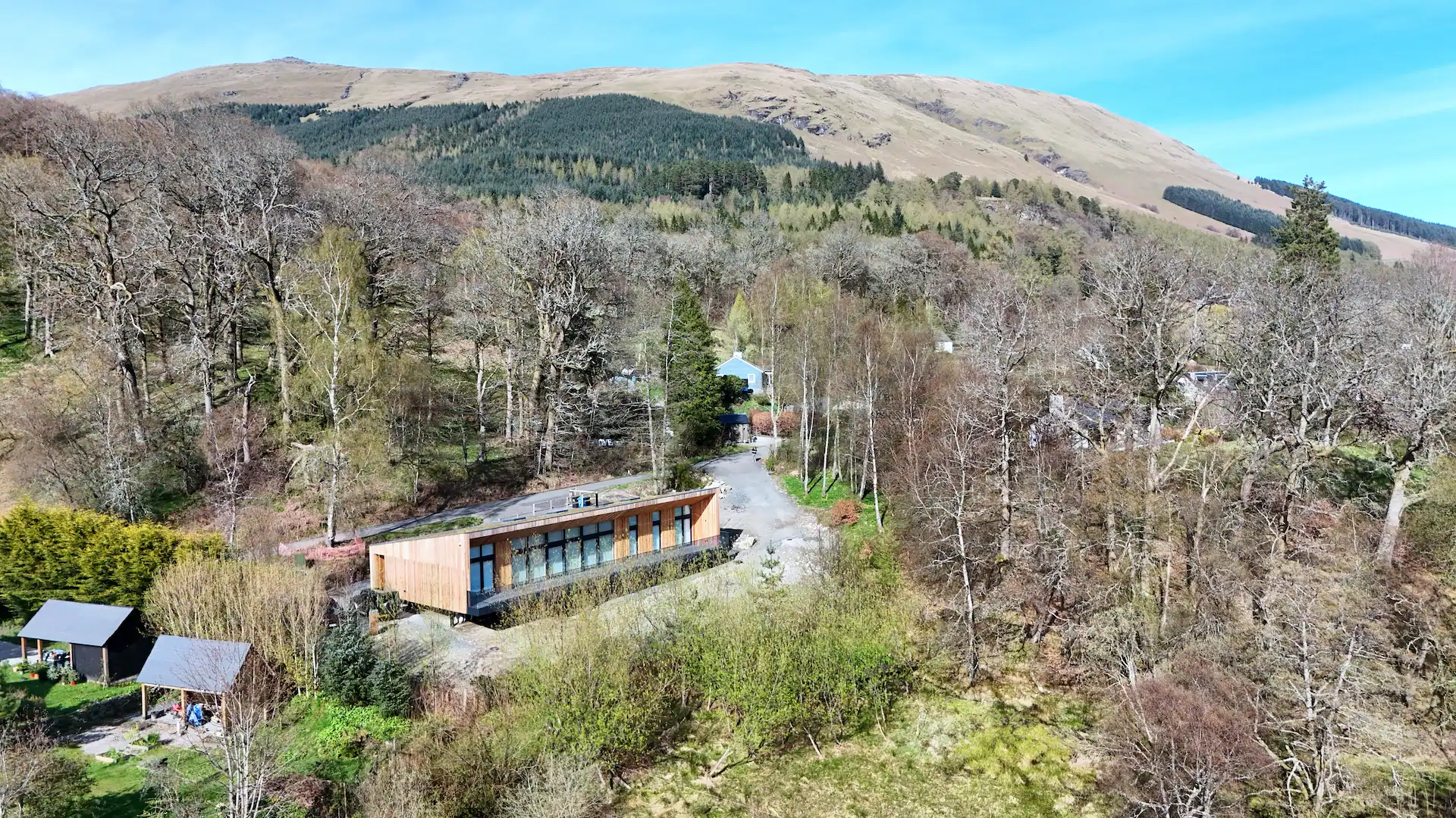 Shadow gap larch cladding giving a natural, modern look in the Scottish countryside