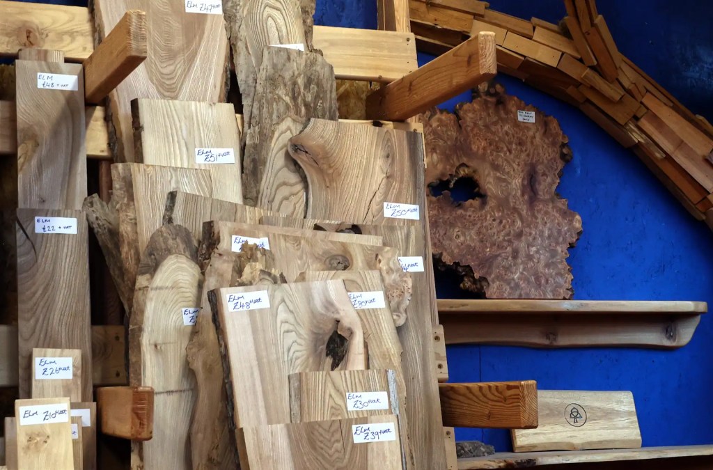 Live edge elm for sale at Scottish Wood