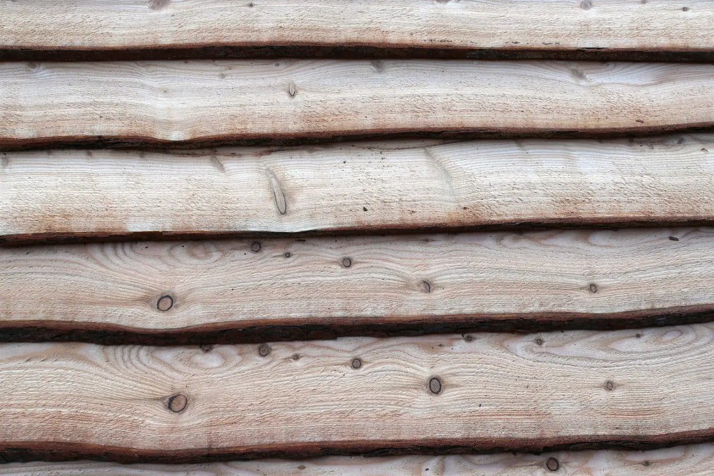 Sample of Larch waney edge cladding on wall