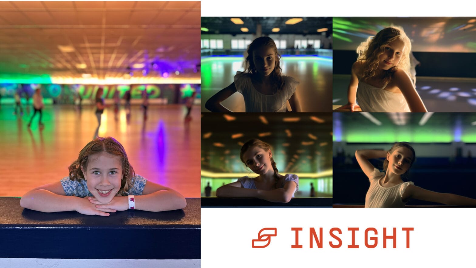 A Look at Insight Photo's AI-Powered Critiques and Inspirations Collage of girl enjoying roller skating rink at different angles