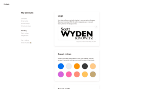 User account branding and color options interface