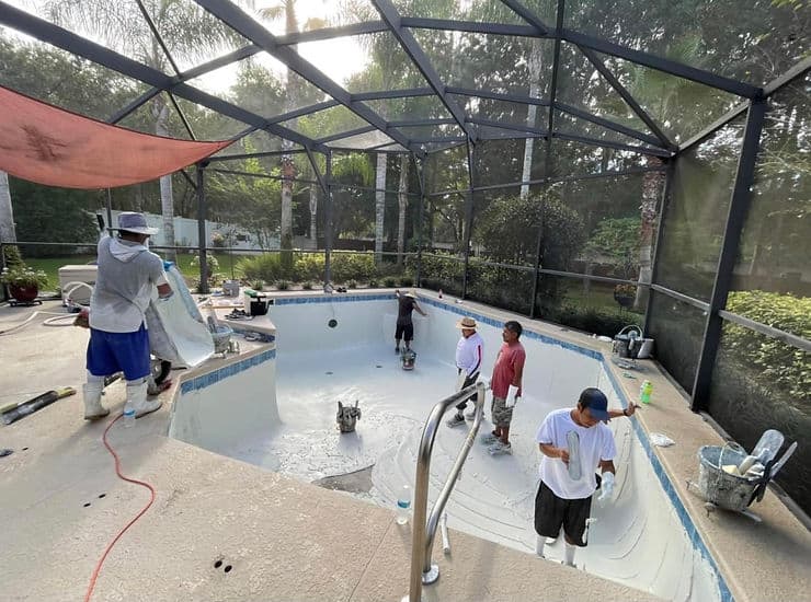 sea breeze pools team doing remodelling work