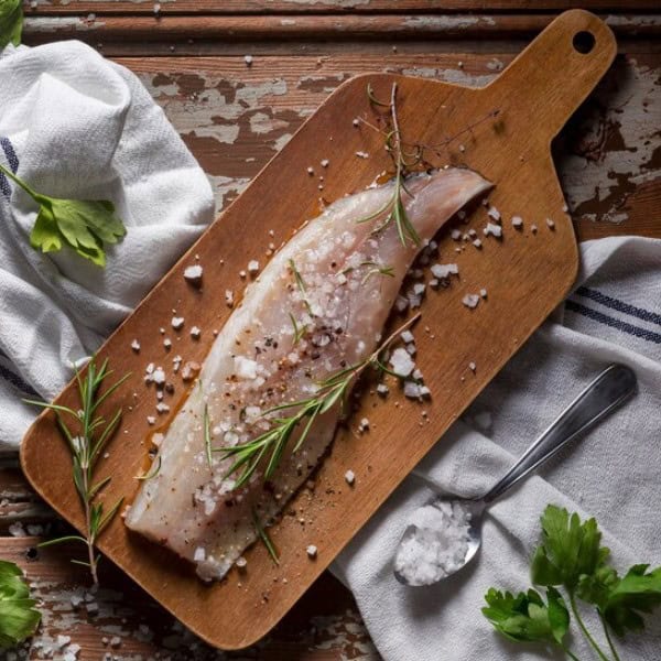 a fish on a cutting board