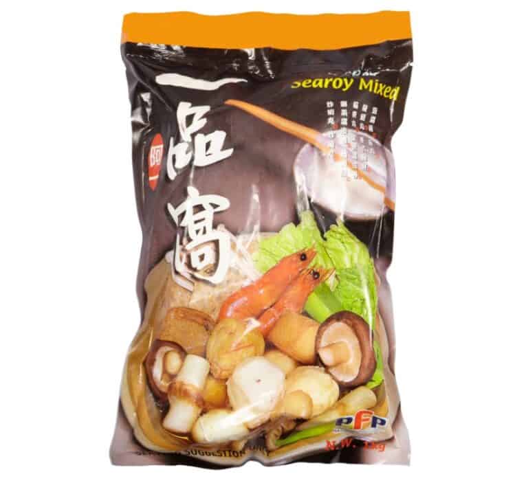 a bag of food on a white background