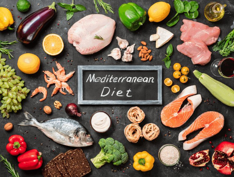 a group of food arranged in a circle