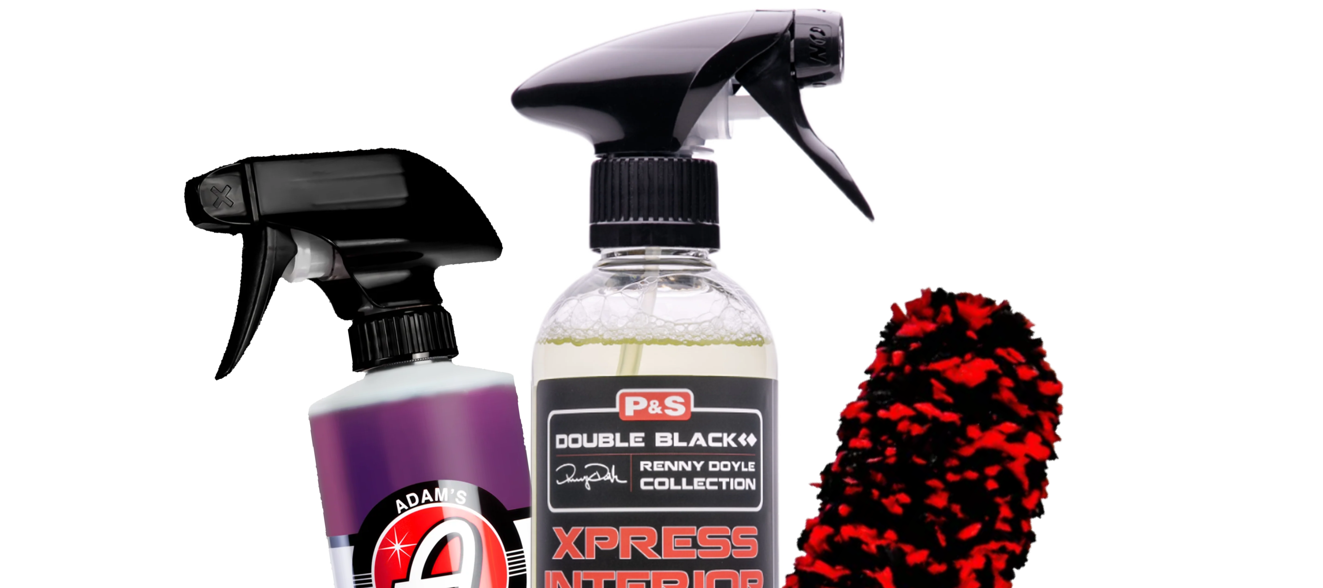 Three spray bottles with various detailing chemicals