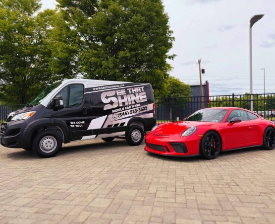 A porsche and detailing van in mobile detailing carmel ny