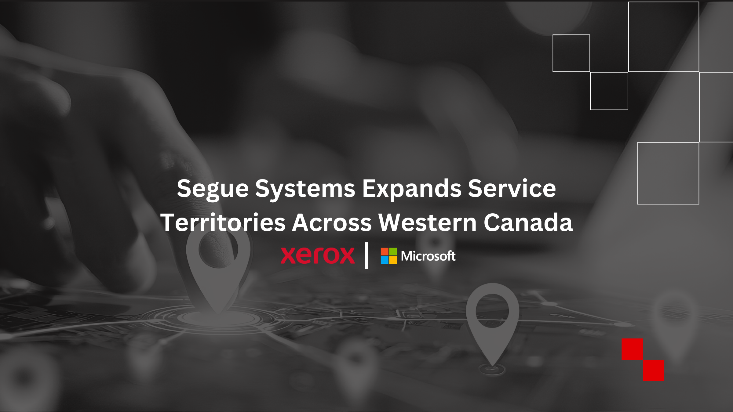 An image showing a map with location pins highlighting Western Canada expansion.