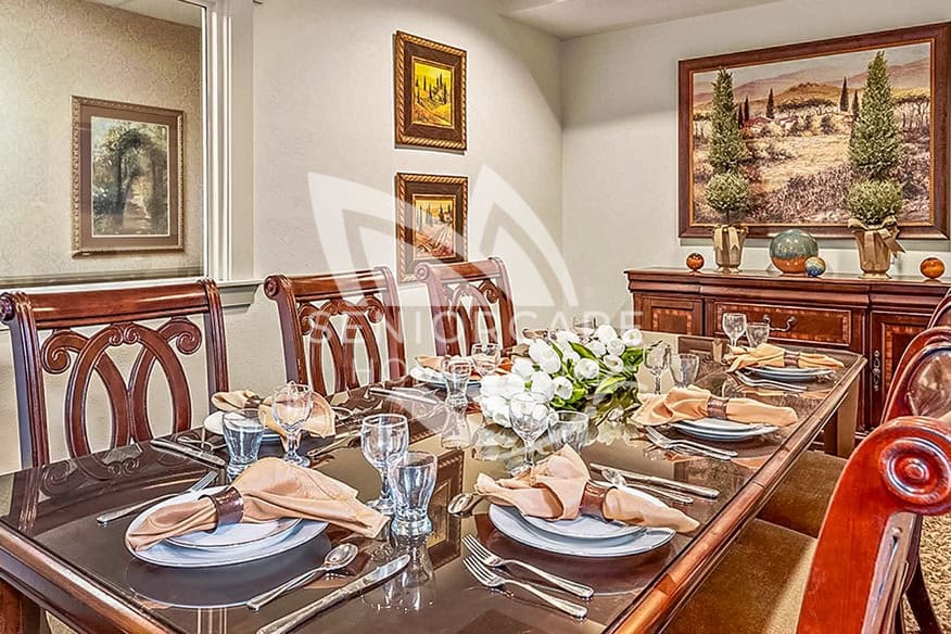 Beautiful, elegant dining room at Atria at Encino Terrace