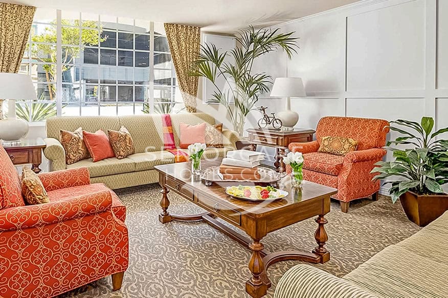 Beautiful living room at Atria at Encino Terrace