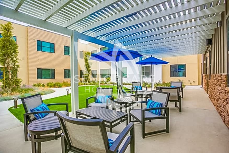 Beautiful, outdoor patio lounge area at Westmont at Encinitas
