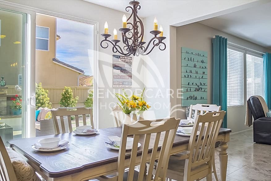 Elegant, bright private dining room at Casa Cielo