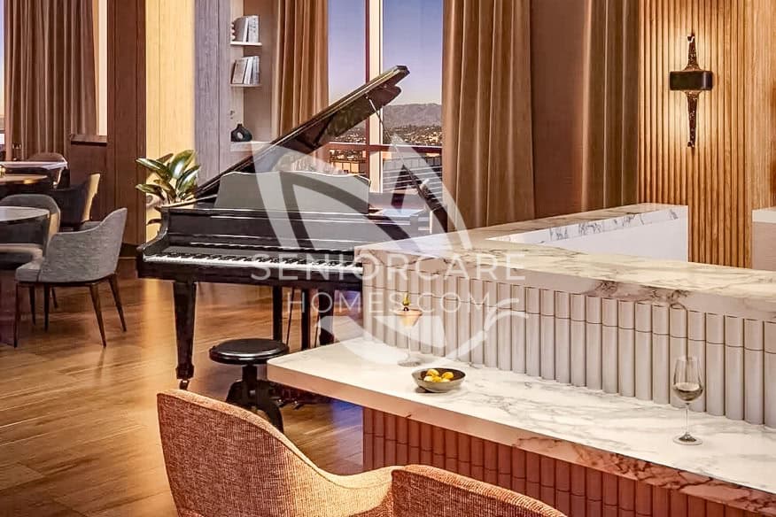 Picture of the piano and bar at Ellore Senior Living