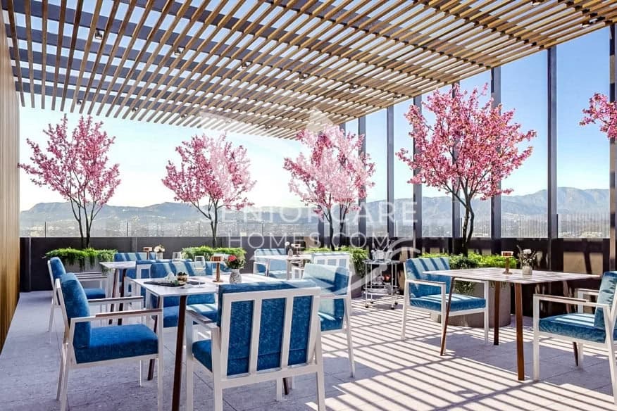 Outside picture of the outdoor lounge at Ellore Senior Living