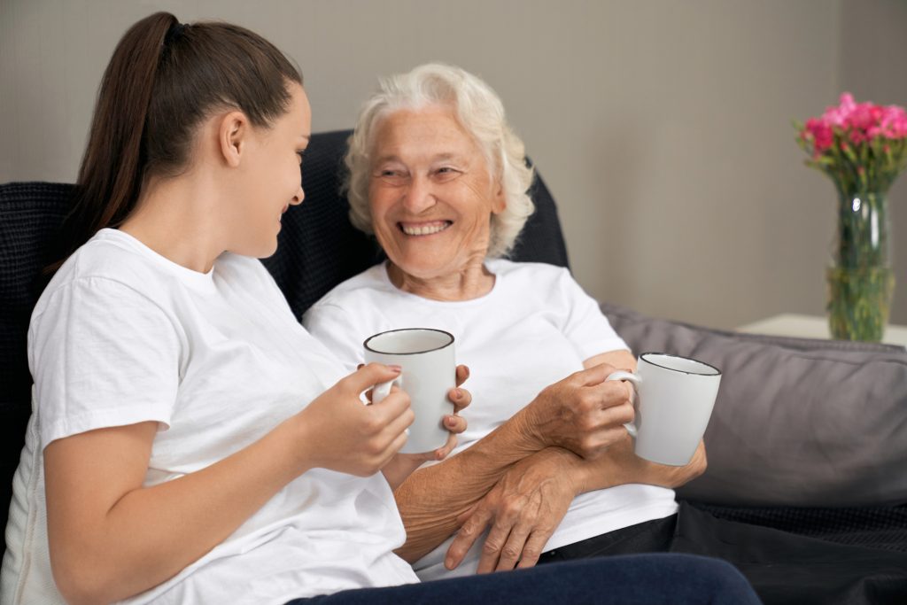 Old young women coffee