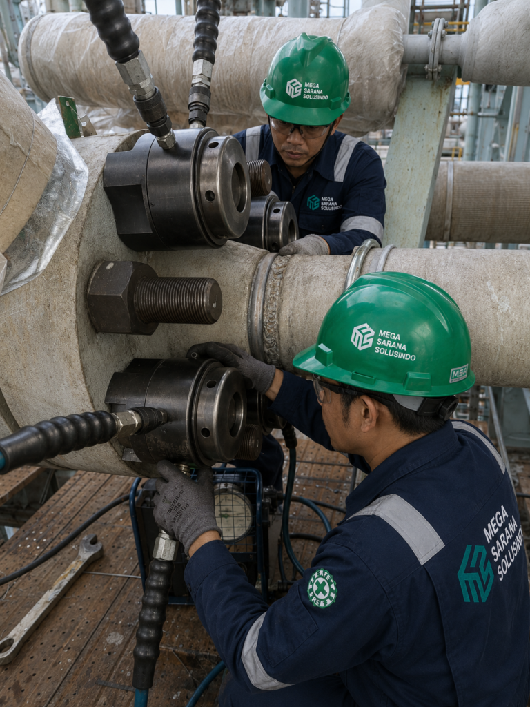 Hydraulic bolt tensioner tersedia untuk rental di MS Solusindo.