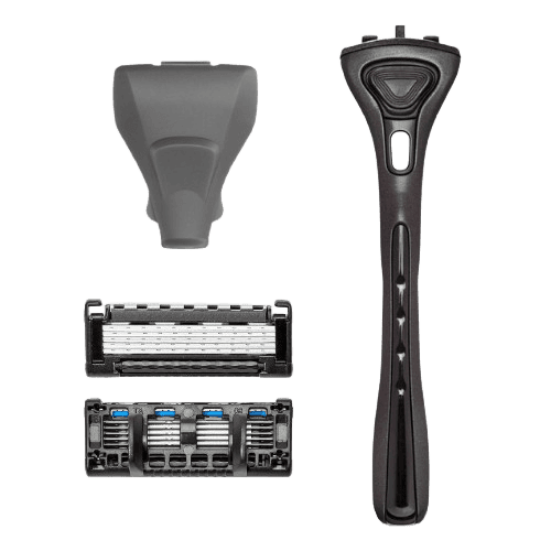 Skjeggtrimmer med svensk stålblad, inkludert barberblad og tilbehør for presisjonsklipping og barbering. Perfekt for en glatt og stilfull barberopplevelse.
