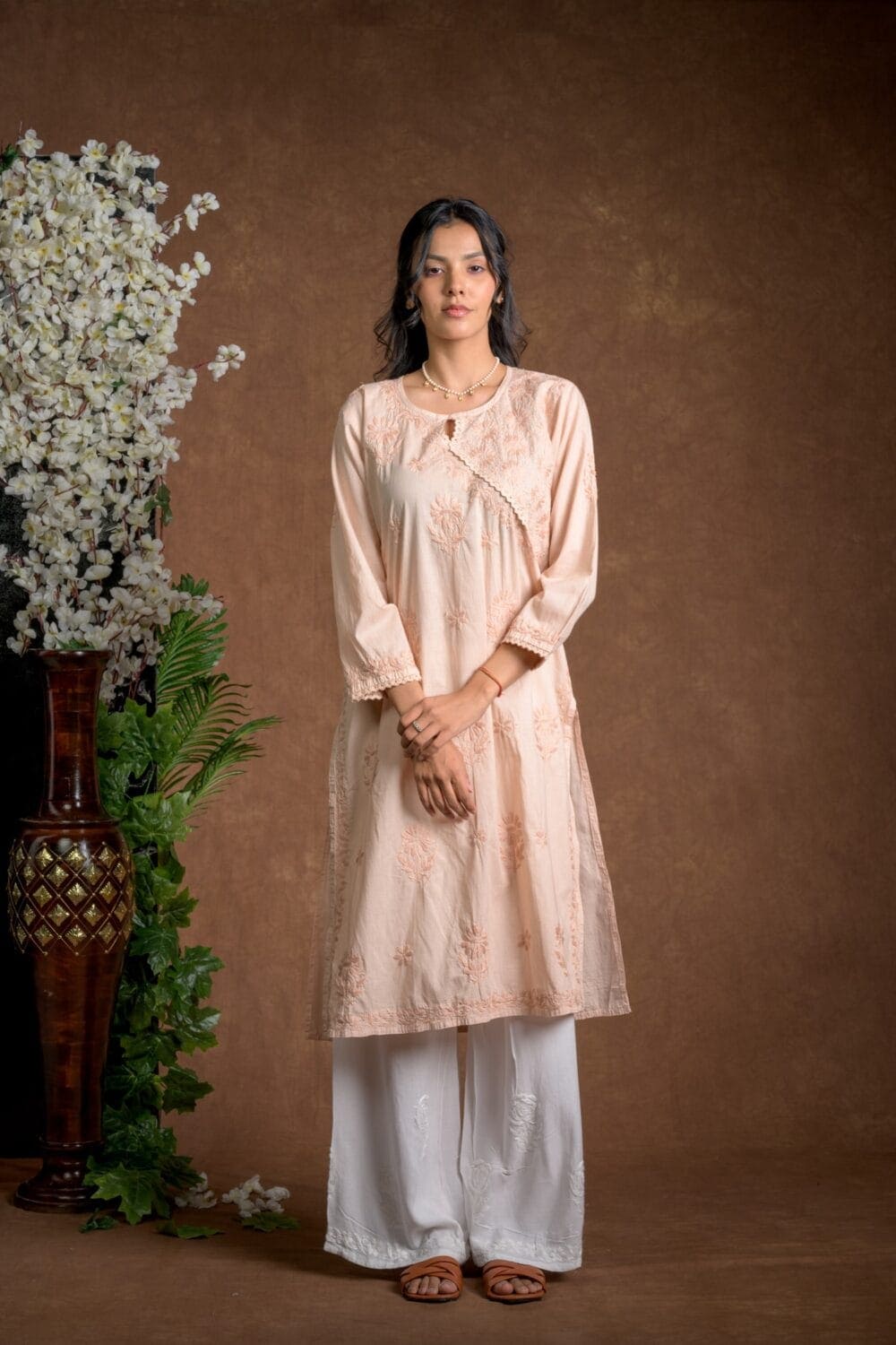 Gurbani Elegance - Mauve Long Cotton Kurti