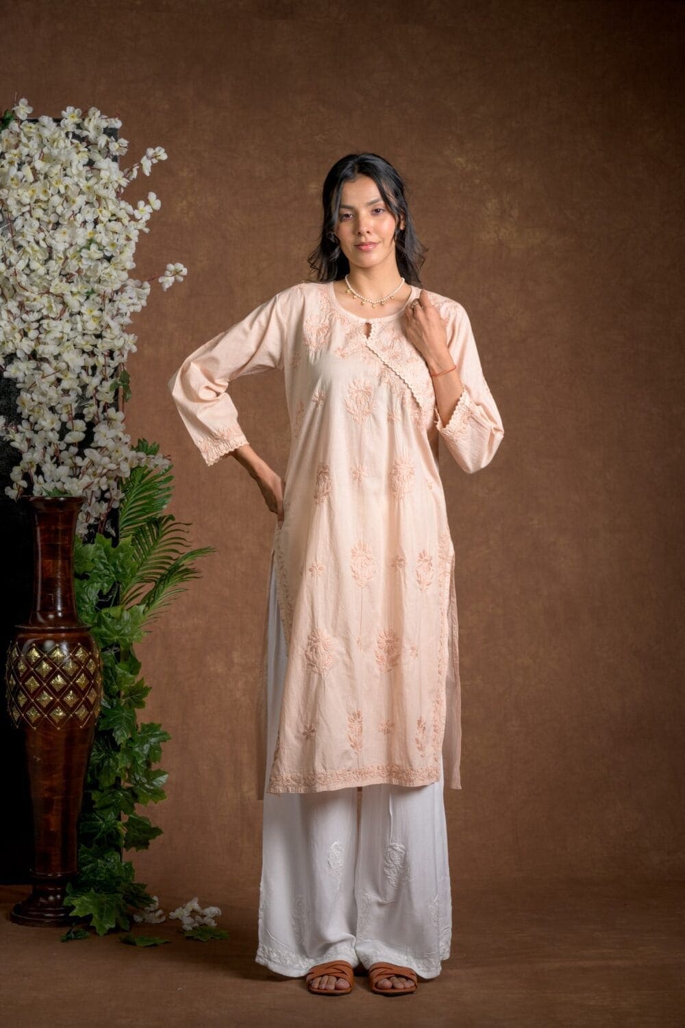 Gurbani Elegance - Mauve Long Cotton Kurti