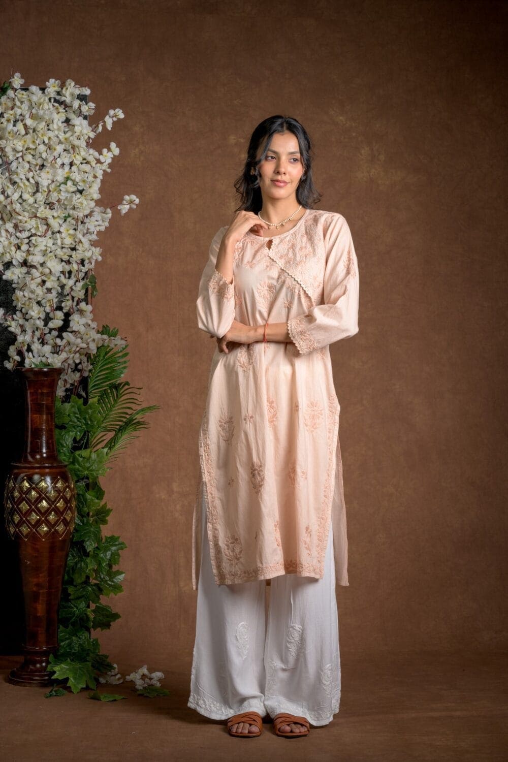 Gurbani Elegance - Mauve Long Cotton Kurti