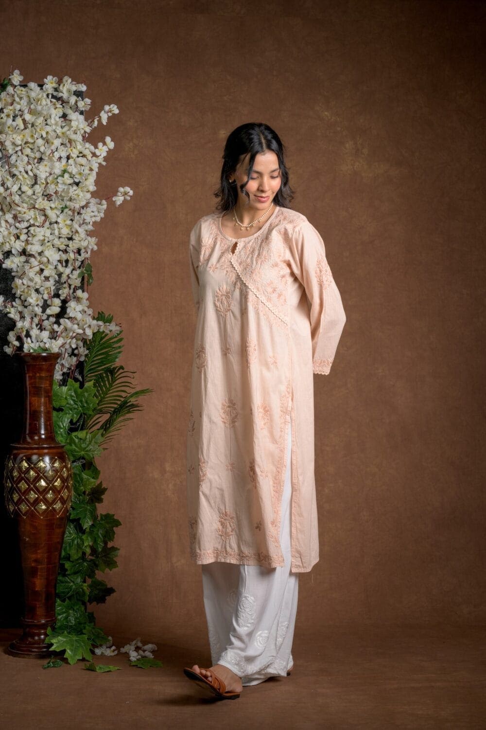 Gurbani Elegance - Mauve Long Cotton Kurti