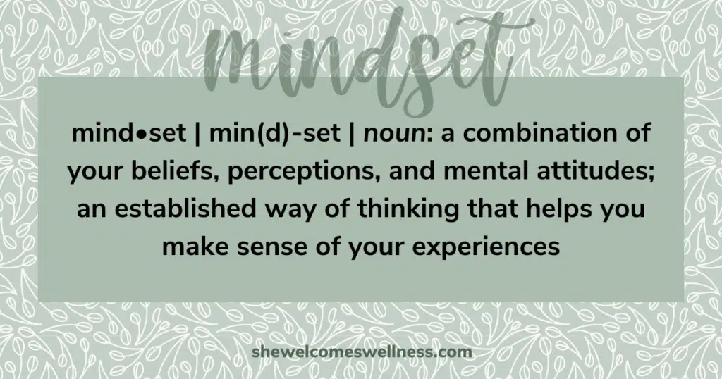 mindset definition on green background