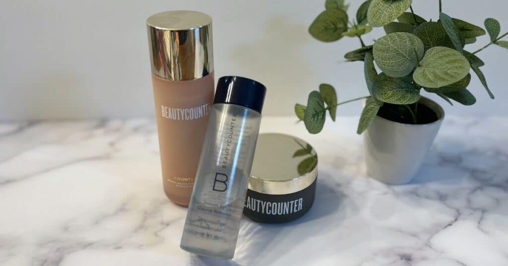 Beautycounter makeup removers on counter