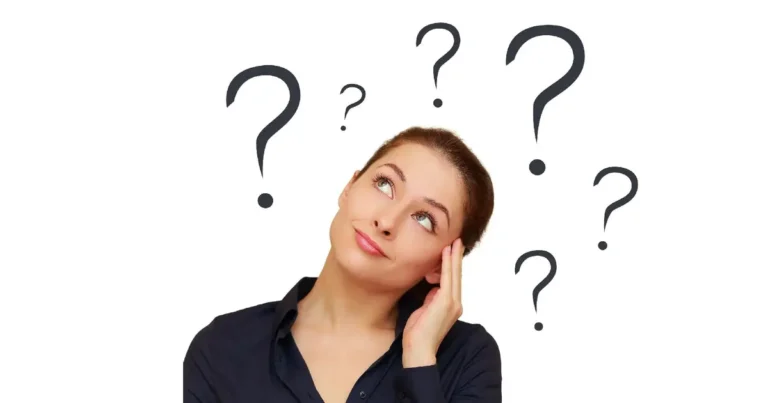 thinking woman with questionmarks