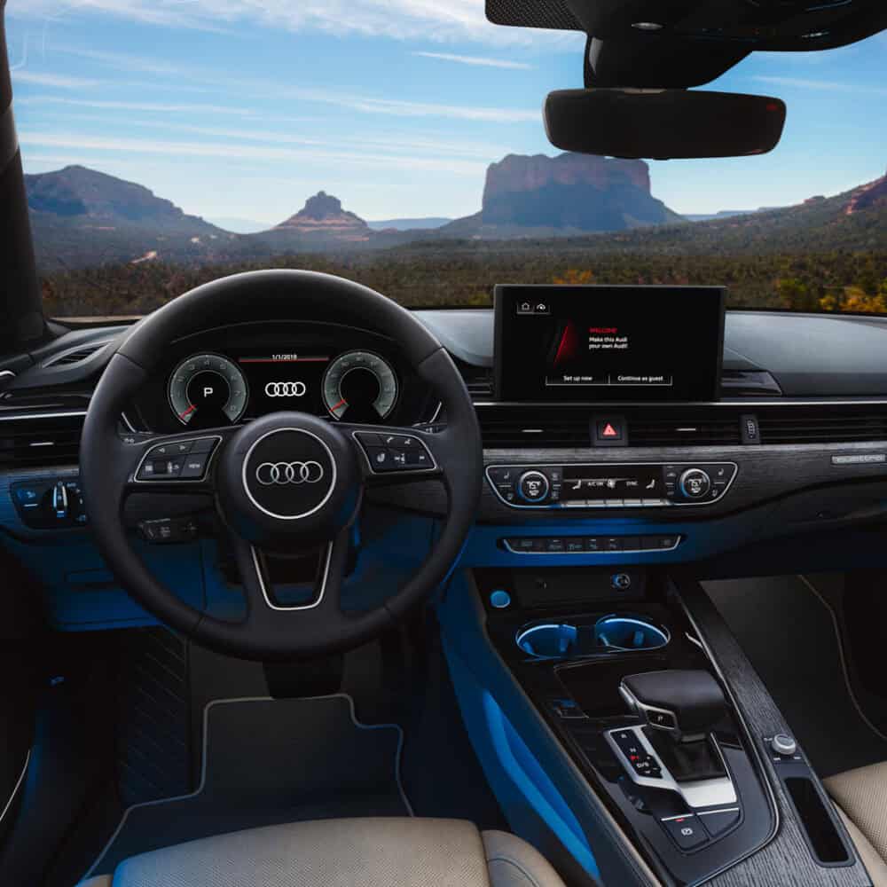 Interior upgrade kit for Audi S5 with modern dashboard and controls.