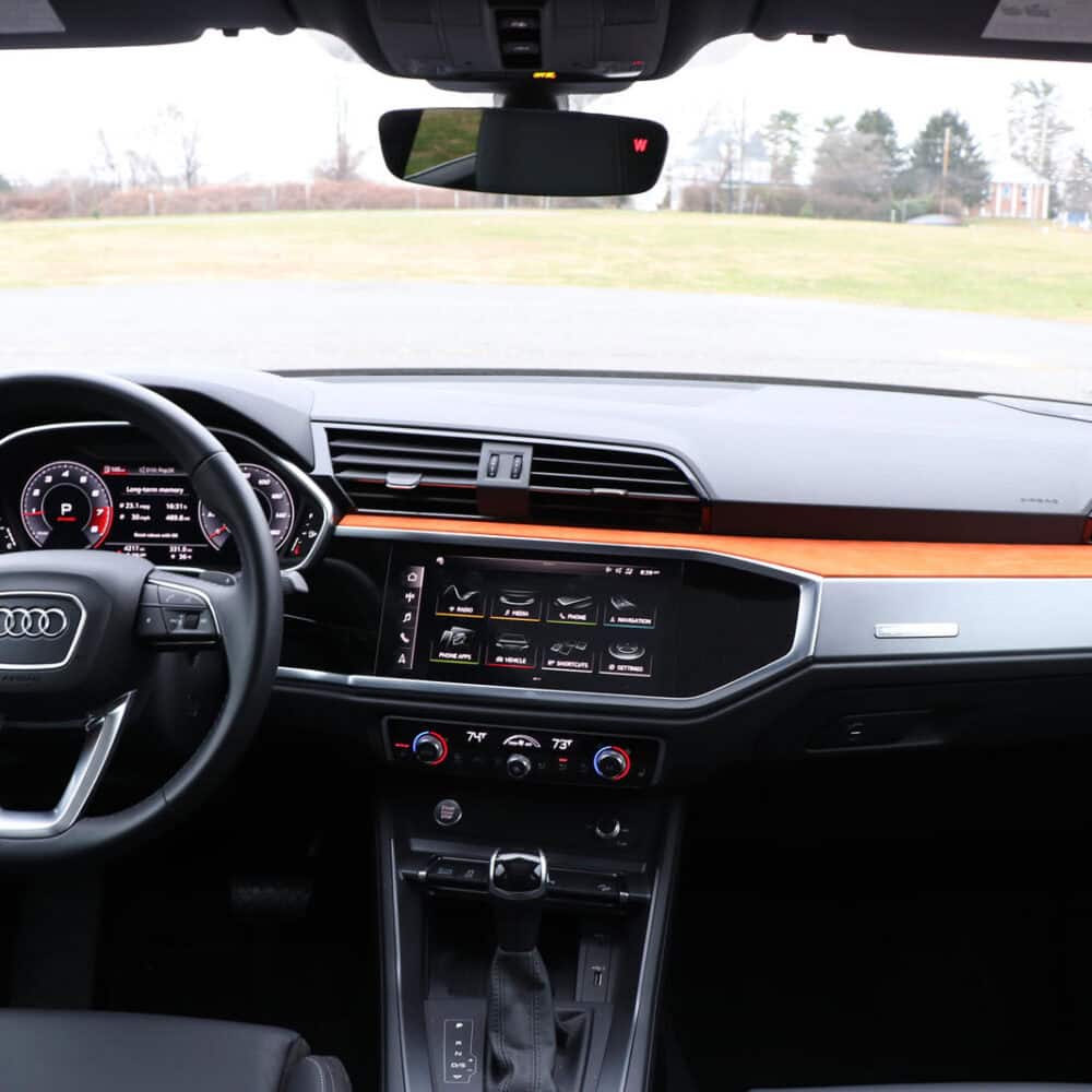 Interior view of Audi Q3 S-Line with premium dashboard and interior trim kit.