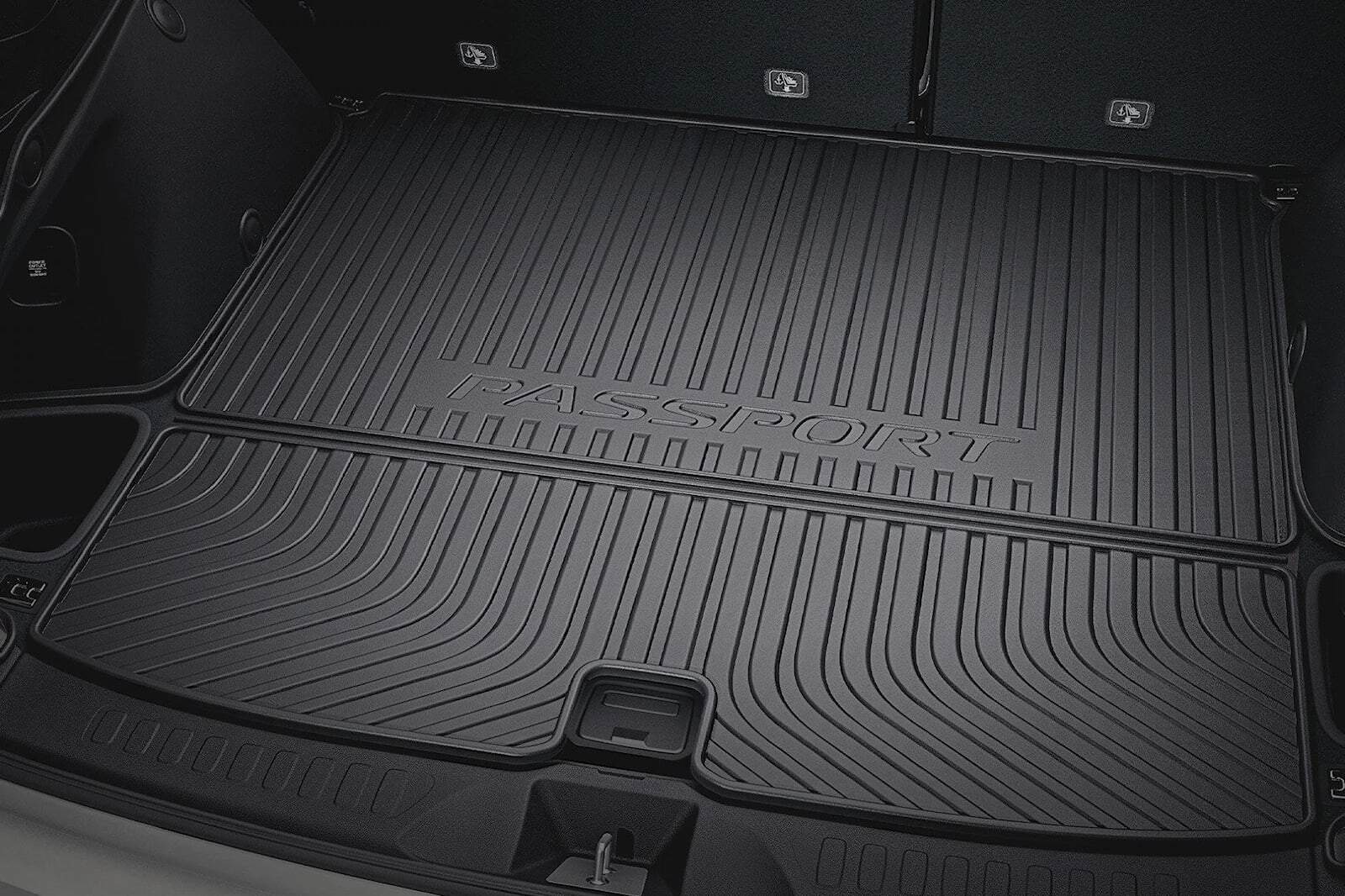 Custom rubber cargo mat for Honda Passport luggage area, durable and waterproof.
