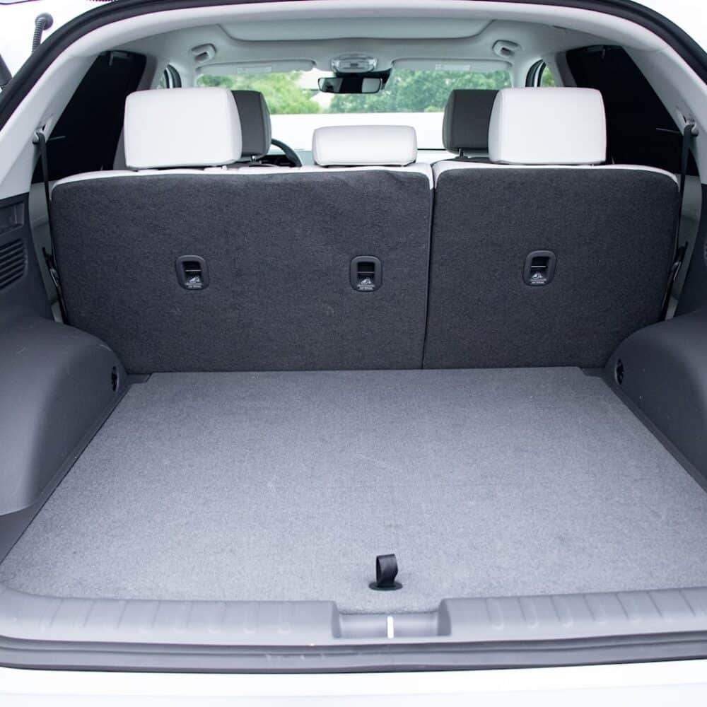 Hyundai Ioniq 5 trunk with protective film and luggage area kit.