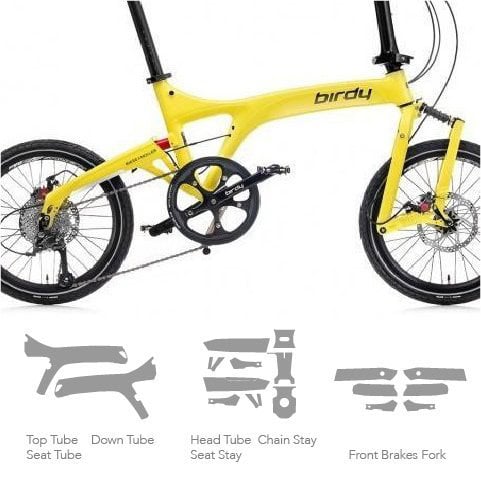 High-quality protection film for Birdy bike frame and components.