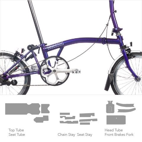 Brompton bike with paint protection film applied to frame and components.