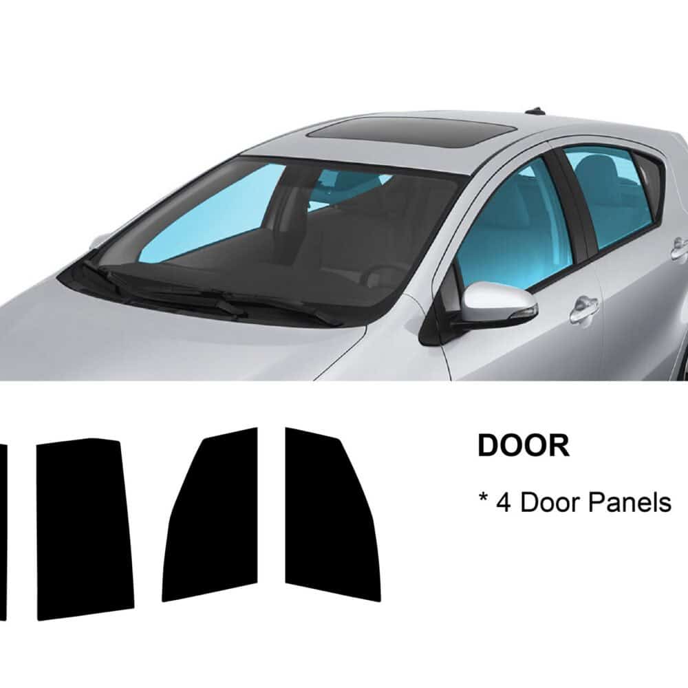 Car door panel replacement with four door panels for vehicle upgrade or repair.