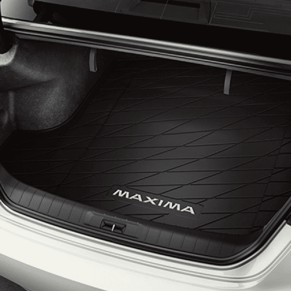 Luggage area mat for Nissan Maxima with custom fit and durable material. Protects trunk space and en.