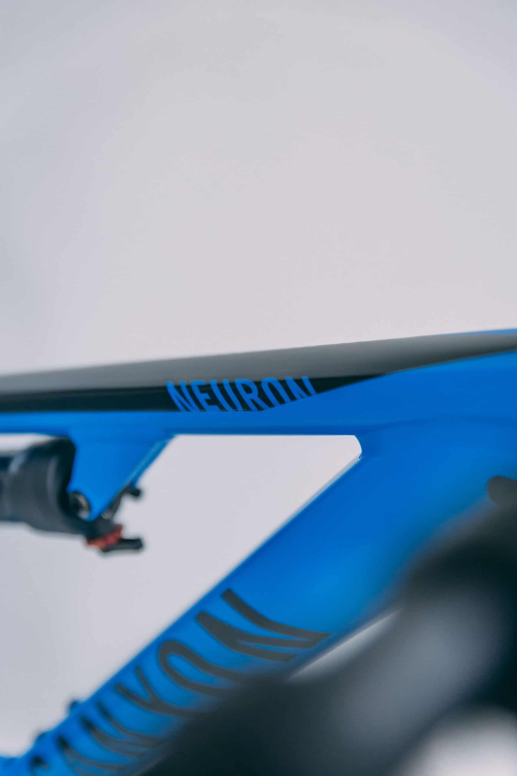 Canyon Neuron bike frame with protective film for enhanced durability and scratch resistance.