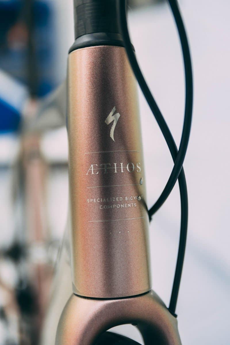 Close-up of Aethos bike with XPEL Ultimate Plus protective film.
