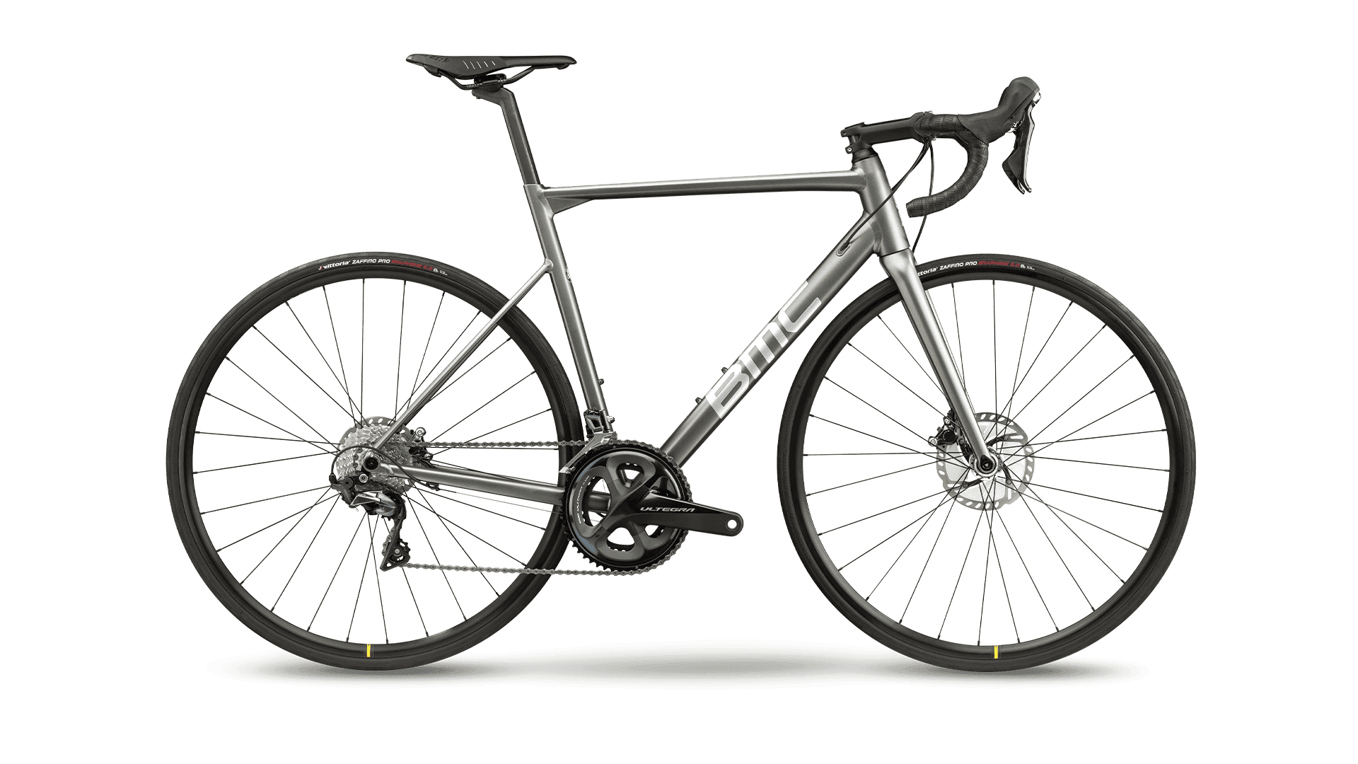 High-performance road bicycle with lightweight frame and aerodynamic design.